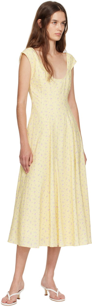 Kjole GUIZIO Guizio Leila Floral Midi Dress Gul | P25404W085, 3
