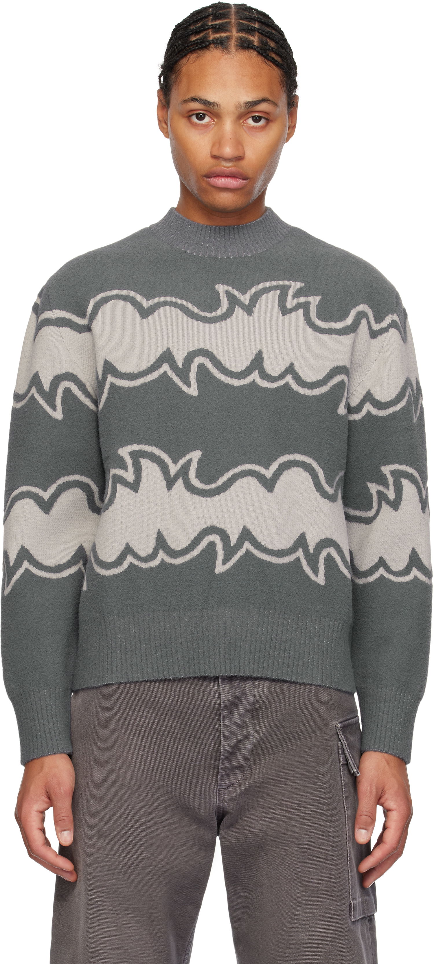 Sweater Bluemarble Jacquard Knit Sweater Grå | SW36 KN18B24 GRE, 0