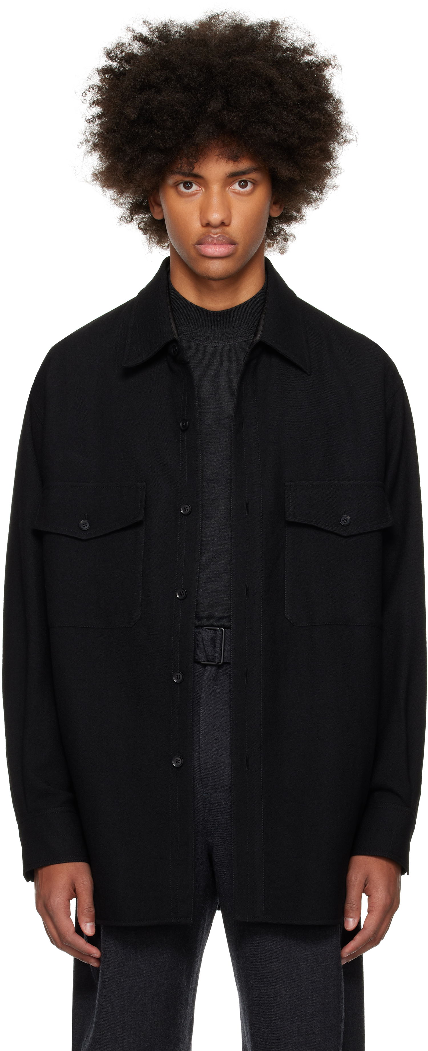Skjorte LEMAIRE Lemaire Two Pockets Overshirt Sort | OV1001 LF608, 0