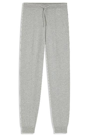 Joggingbukser BOSS Cashmere Drawstring Tracksuit Bottoms with Cuffed Hems and Front Seams Grå | 50547858, 0