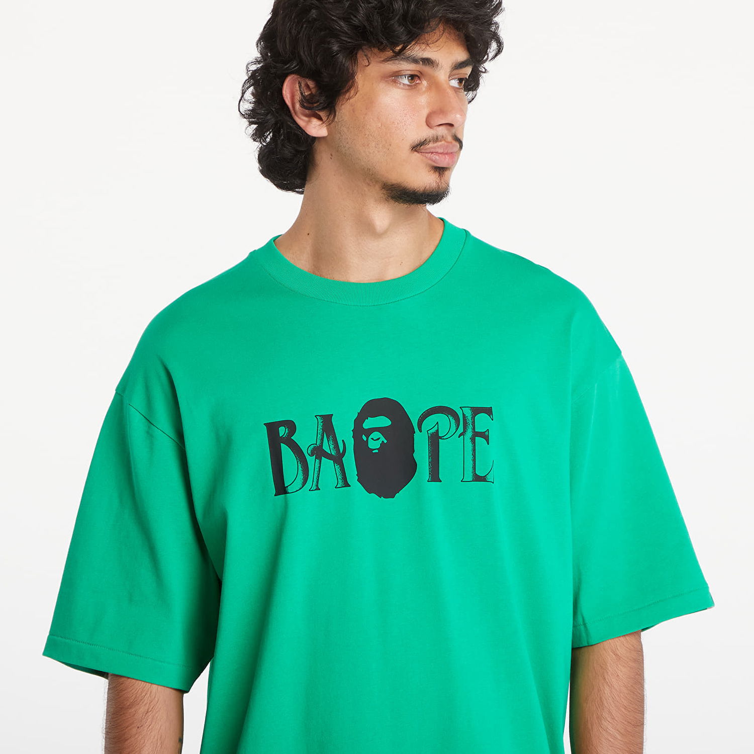 T-shirt BAPE A BATHING APE Screen Print Logo Relaxed Fit Short Sleeve Tee Green Grøn | 001TEK801347M GRN, 1