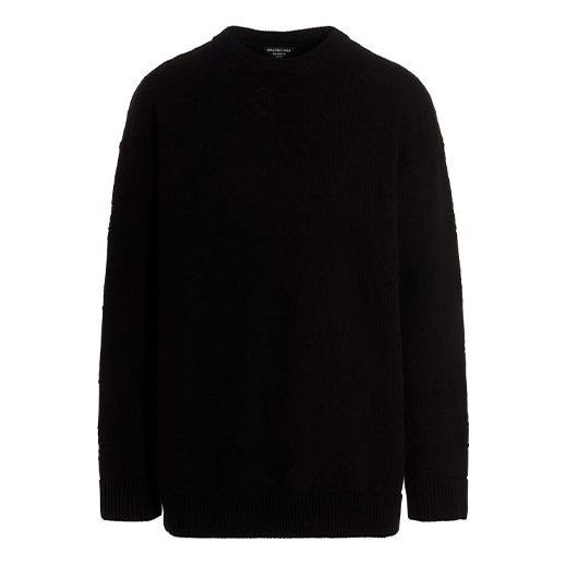 Sweater Balenciaga Jacquard Knit Sweater Sort | 662728T31661000, 0