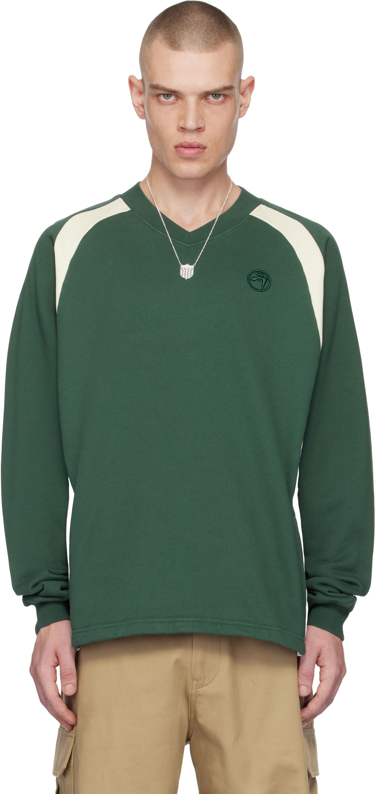 Sweatshirt Ambush V-Neck Long Sleeve Sweatshirt Grøn | BMBA007F24FLE0015231, 0