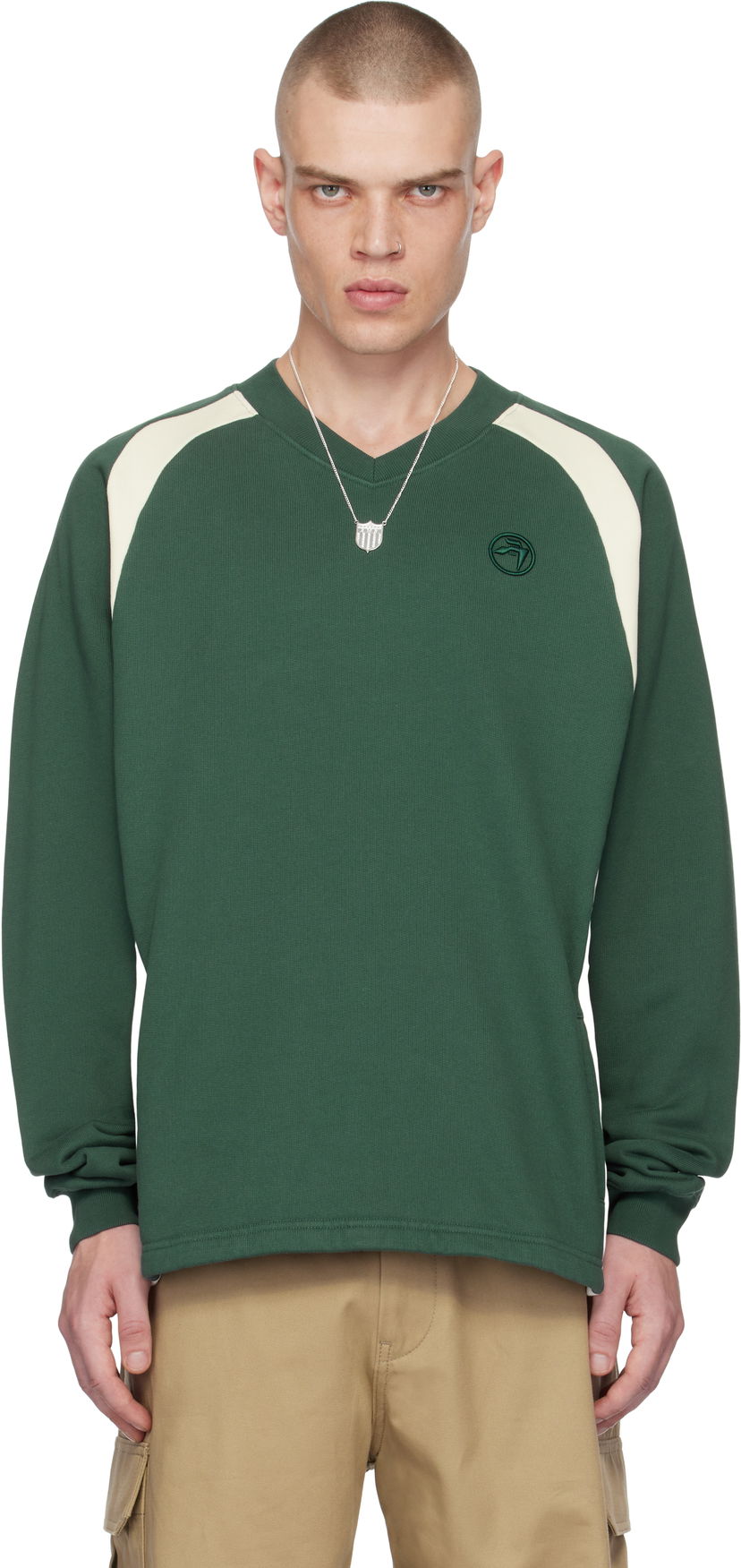 Sweatshirt Ambush V-Neck Long Sleeve Sweatshirt Grøn | BMBA007F24FLE0015231