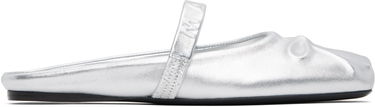Tøj Marni Marni Leather Little Bow Sabot Slippers Metalisk | SBMS010400 PR695, 0