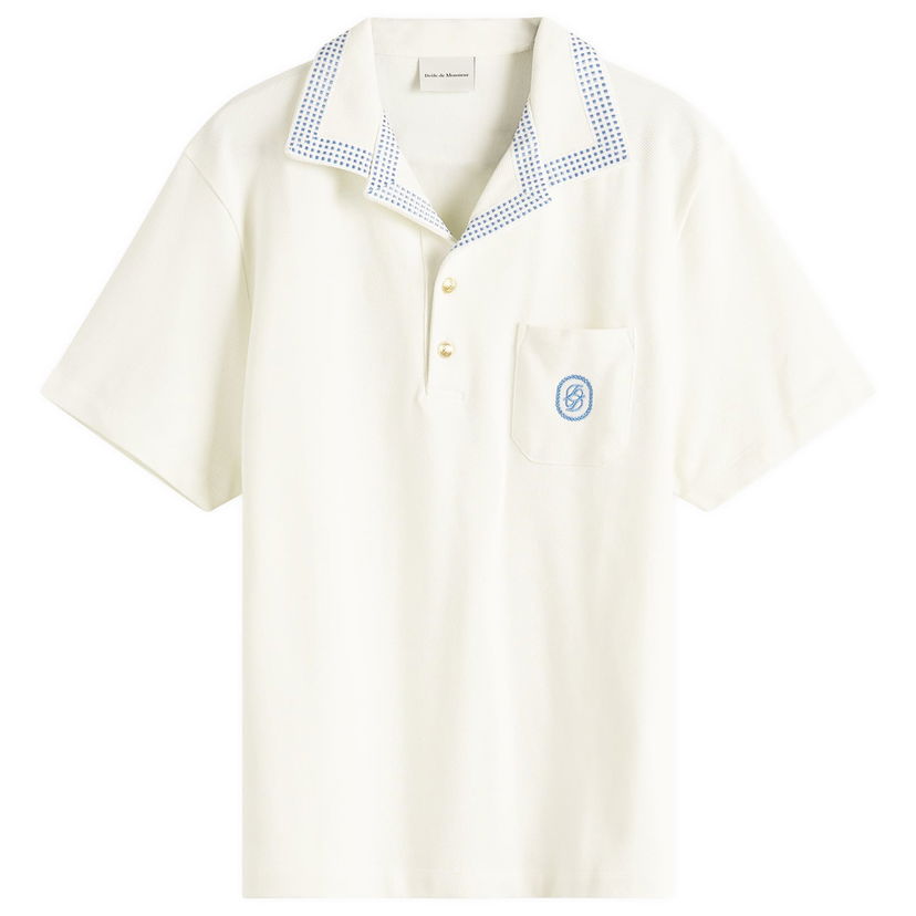 Polo skjorte Drôle de Monsieur Checkerboard Pique Polo Shirt, Size Large Hvid | G-PL144-CO162-OW