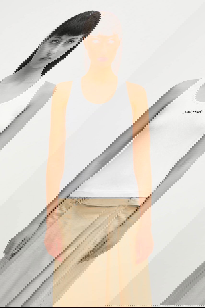 Tanktop Palm Angels Palm Angels Classic Logo Rib Tank Top Hvid | PWAC020C99FAB0010110, 0