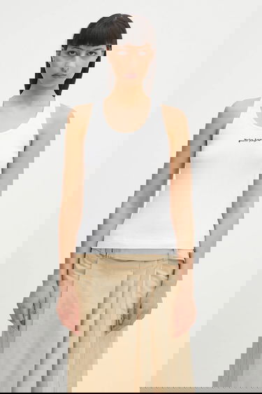 Tanktop Palm Angels Palm Angels Classic Logo Rib Tank Top Hvid | PWAC020C99FAB0010110, 0