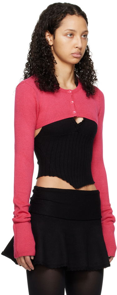Sweater GUIZIO Guizio Micro Cropped Cardigan Lyserød | R24610S003, 1