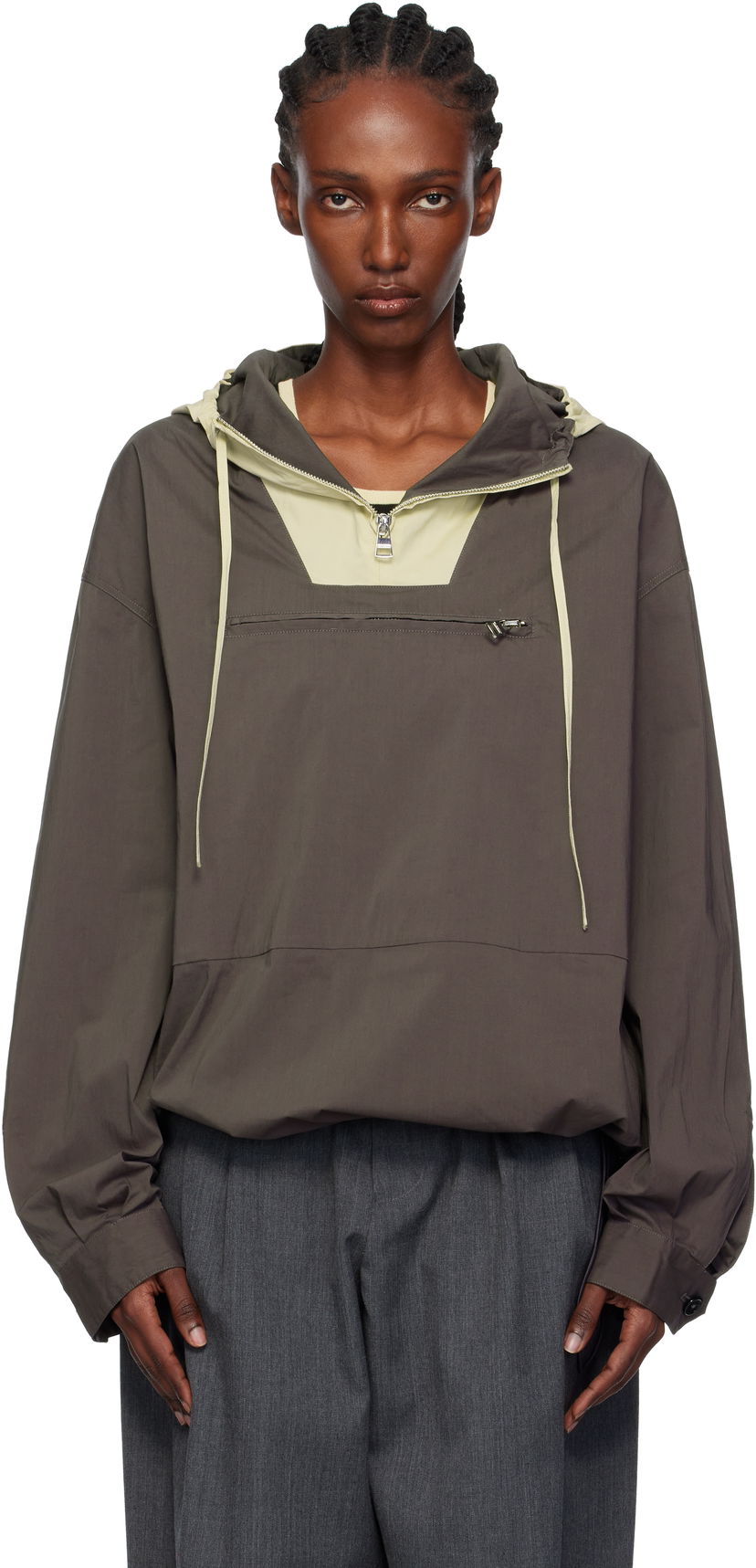Vindjakke JW Anderson JW Anderson Contrast Hood Anorak Brun | JK0415-PG1838