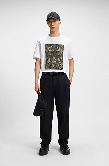 T-shirt BOSS Printed Artwork Cotton-Jersey T-Shirt Hvid | 50545363, 1