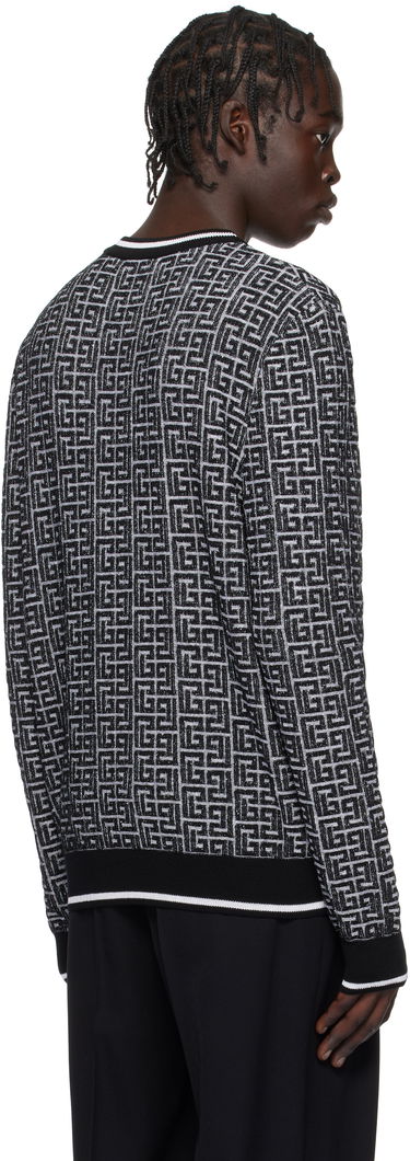 Sweater Balmain Geometric Knit Sweater Sort | EH1KD000KI03, 2