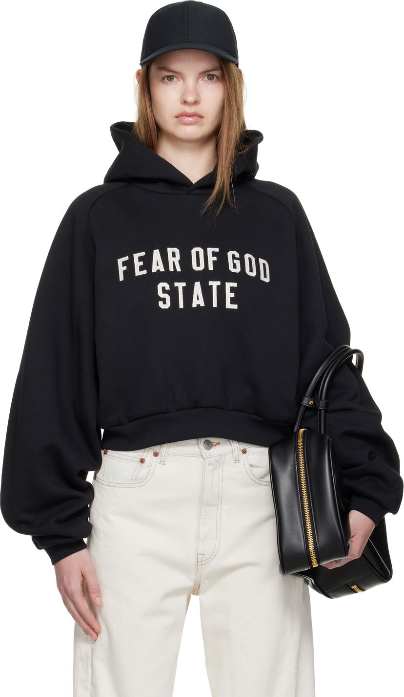 Sweatshirt Fear of God Fear of God ESSENTIALS Fleece Raglan Hoodie Sort | 192SP257820FW