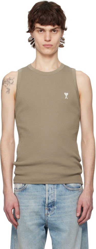 Tanktop AMI AMI Paris Ribbed Ami de Coeur Tank Top Brun | HTK060.JE0117, 0