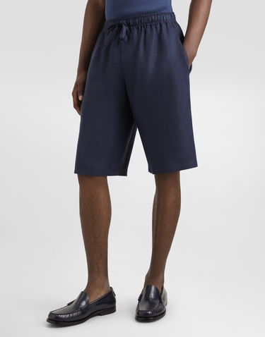 Shorts Dolce & Gabbana Dolce & Gabbana Linen Shorts with Drawstring Mørkeblå | GV37AZFU4LGB0665, 3
