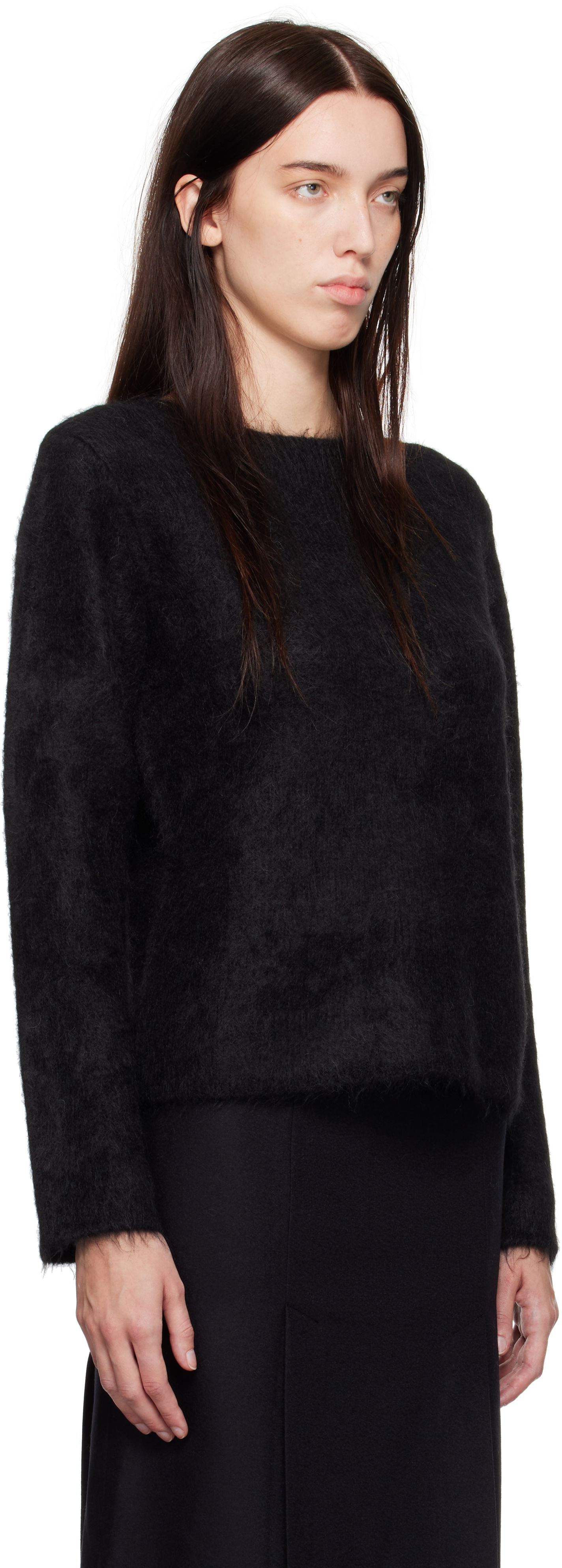 Sweater Loulou de Saison Loulou de Saison Freya Fuzzy Knit Sweater Sort | FREYA, 1