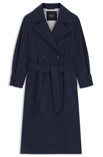 Trenchcoat BOSS BOSS Peached Fabric Trench Coat Mørkeblå | 50543216