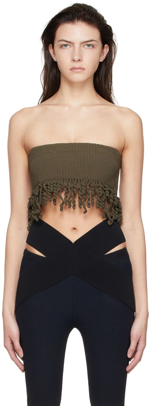 Tanktop Dion Lee Dion Lee Cotton Fringe Bandeau Grøn | A7572S22