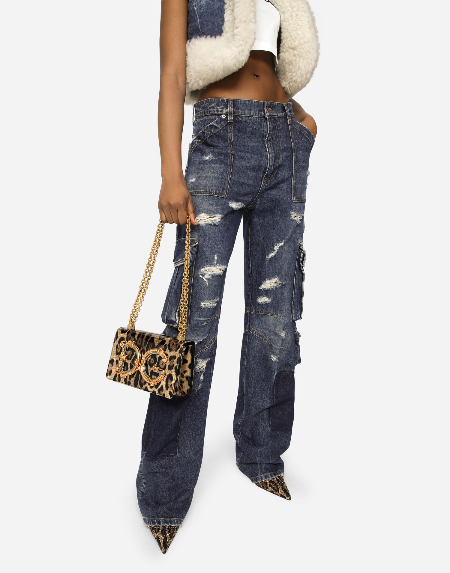 Håndtaske Dolce & Gabbana Dolce & Gabbana DG Girls Leopard Print Shoulder Bag Brun | BB6498AM568HA93M, 1