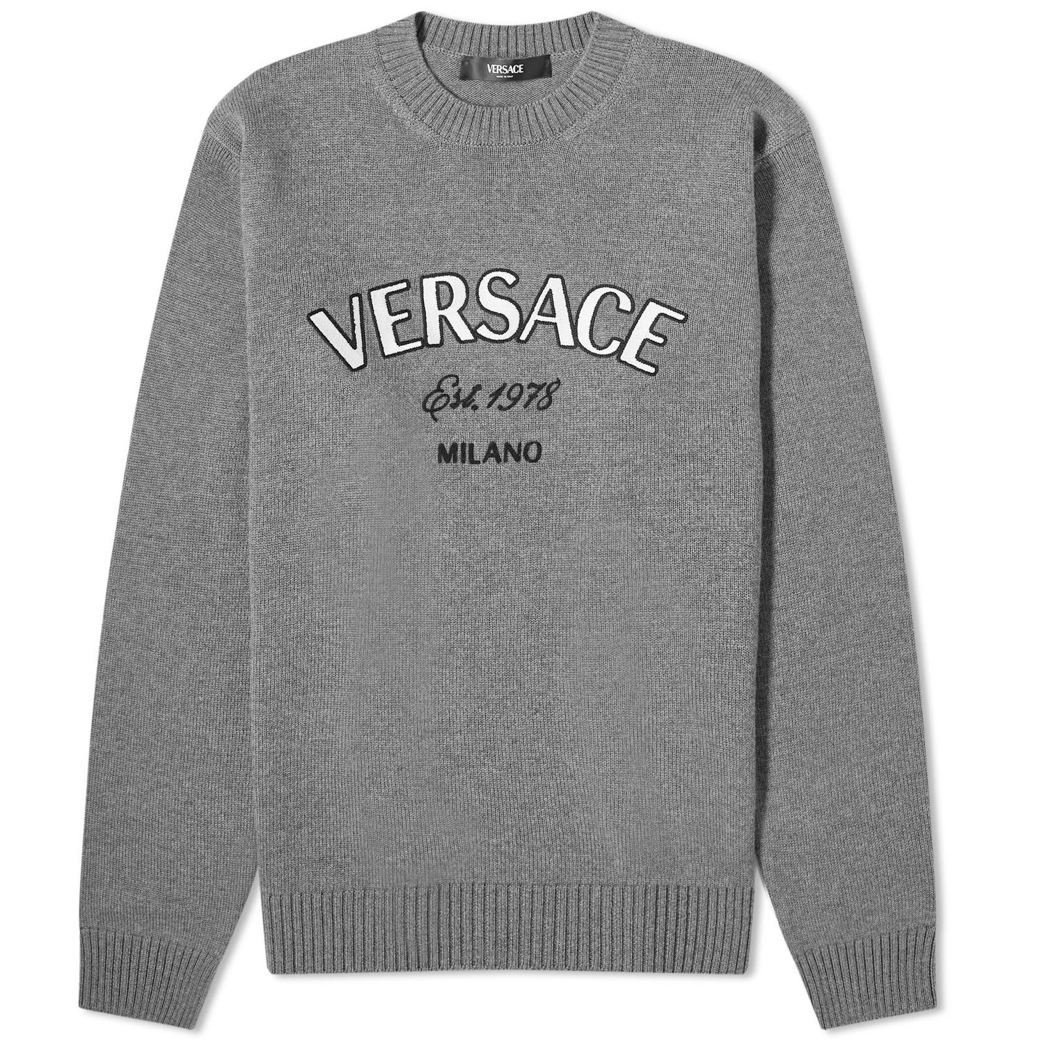 Sweater Versace Milano Embroidered Knit Grå | 1013805-1A09659-1E510, 0