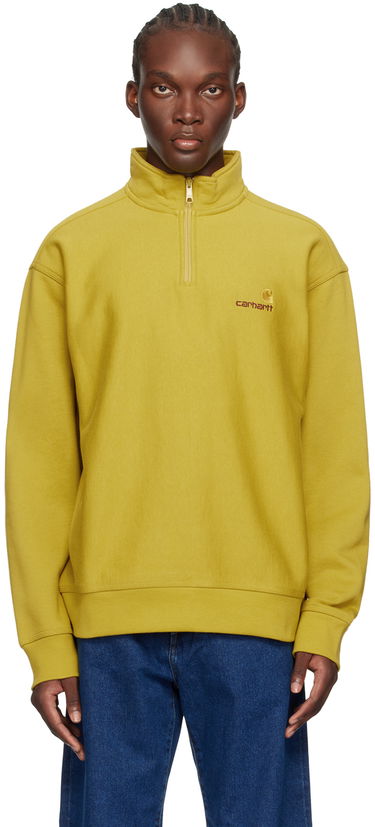 Sweatshirt Carhartt WIP American Script Quarter-Zip High-Collar Sweatshirt Gul | I027014, 0