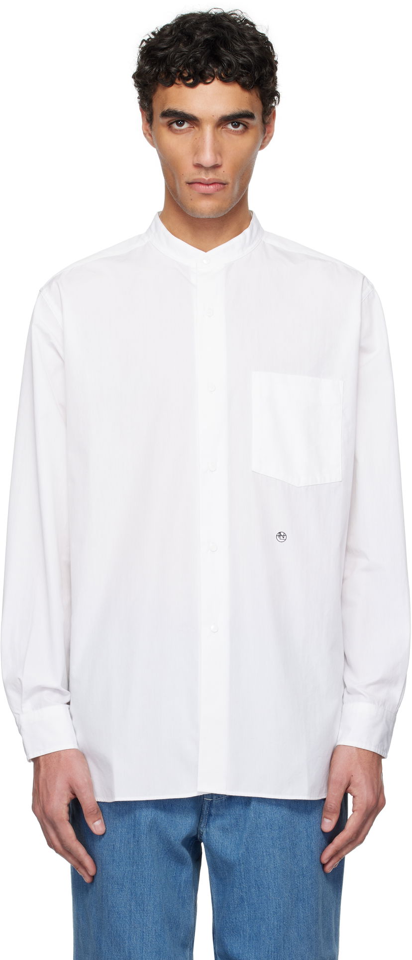 Skjorte NANAMICA Nanamica Band Collar Shirt Hvid | S25SG092U