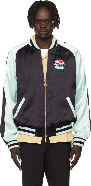 Bomberjakke Casablanca Casablanca Embroidered Satin Bomber Jacket Turkis | MPF25-JK-383-01, 0