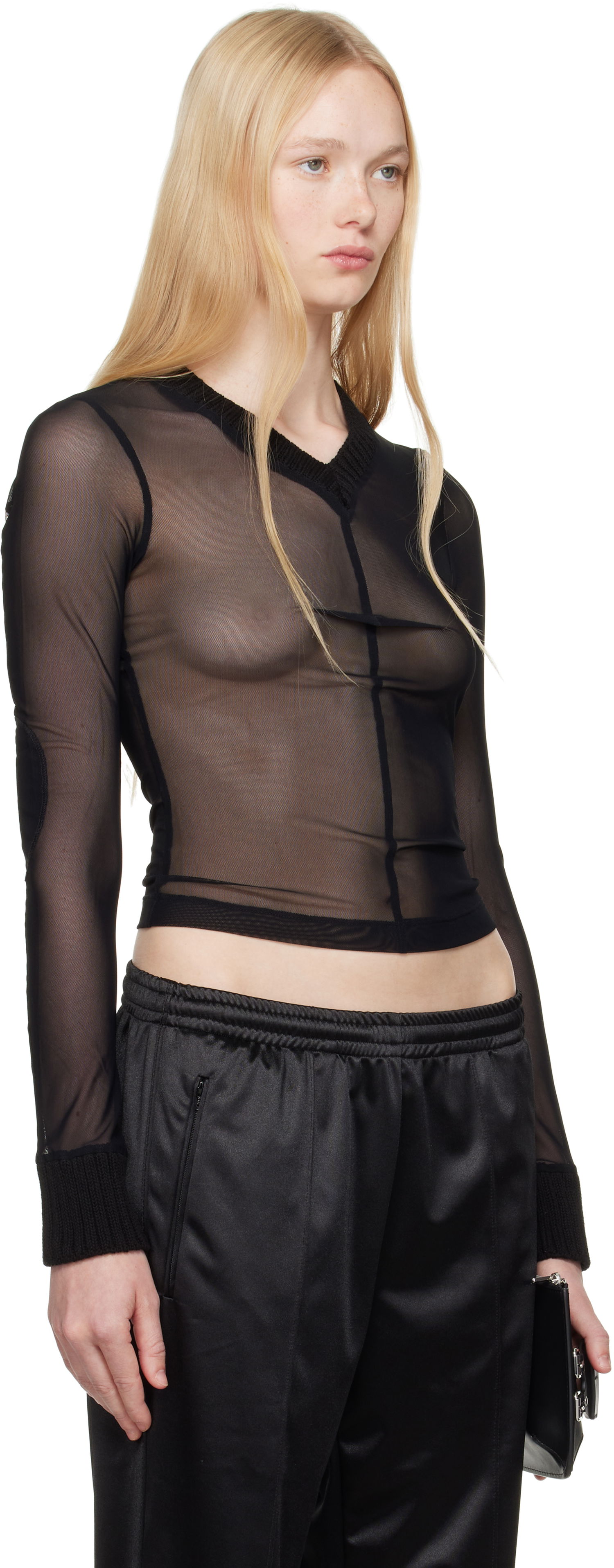 Sweater Maison Margiela MM6 Maison Margiela Elastic Jersey Mesh Long Sleeve Top Sort | S62NH0039 S24423, 1