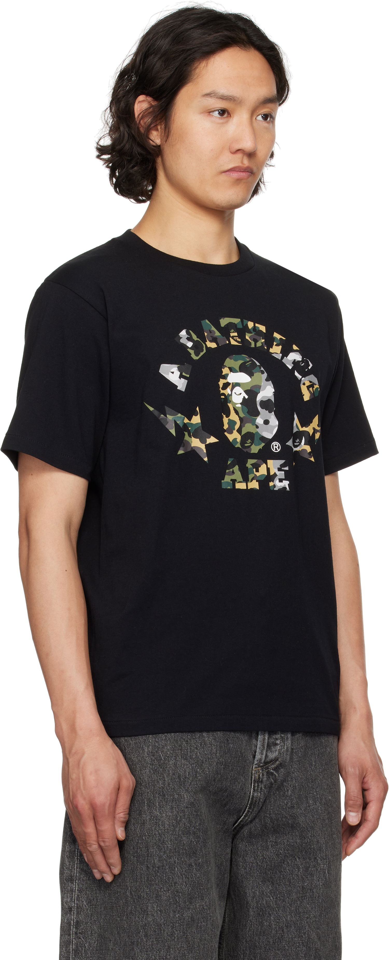 T-shirt BAPE 1st Camo Crazy STA College T-Shirt Sort | 001TEL301016M, 1