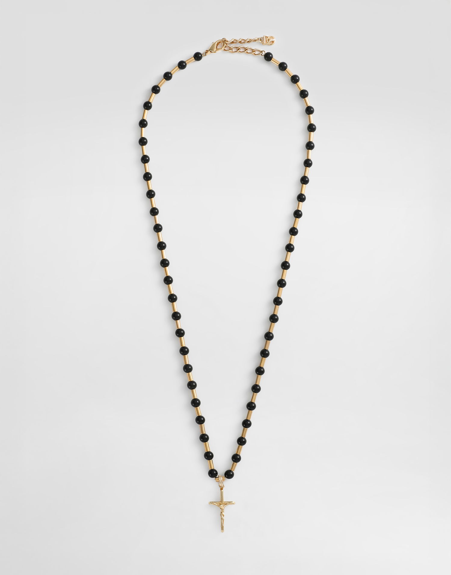 Halskæde Dolce & Gabbana Dolce & Gabbana Beaded Cross Pendant Necklace Sort | WNR3S4W1111N0011, 0