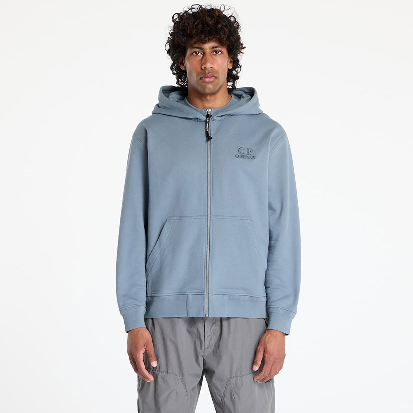 Sweatshirt C.P. Company C.P. Company Diagonal Raised Fleece Full Zip Hoodie Blå | 18CMSS044A005086W-872