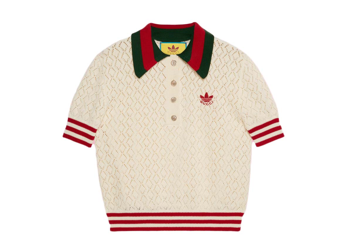 Polo skjorte Gucci adidas x Cotton Polo Tee Hvid | 693832 XKCDM 9133, 0