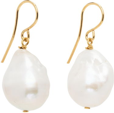 Øreringe Jil Sander Pearl Grainy Earrings "Gold & White" Hvid | J11VG0027_J12016, 1