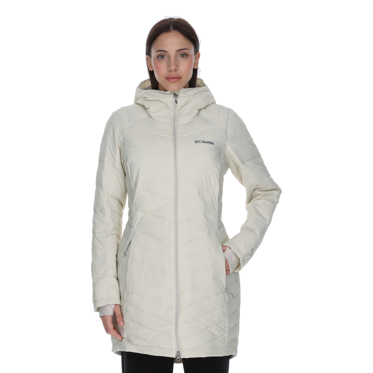 Puffer jakke Columbia Joy Peak™ II Quilted Hooded Mid-Length Jacket Beige | 2088641278, 0