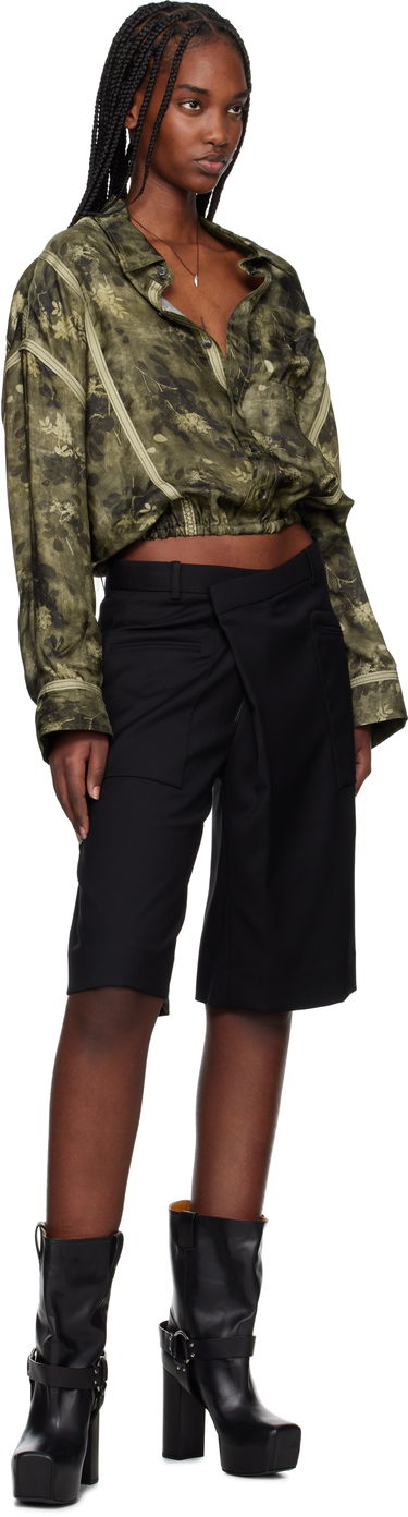 Skjorte R13 R13 Taped Crossover Cropped Shirt Grøn | R13WR378-R463B, 3