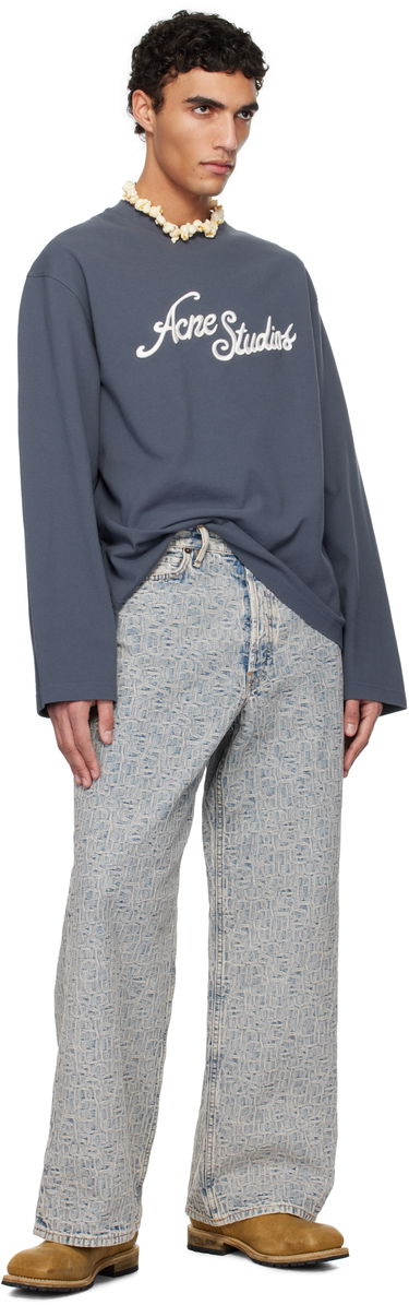 Sweater Acne Studios Acne Studios Logo Long Sleeve T-Shirt Blå | CL0339-, 3
