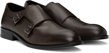 Tøj BOSS Leather Monkstraps with Flexible Sole Brun | 50536161, 3