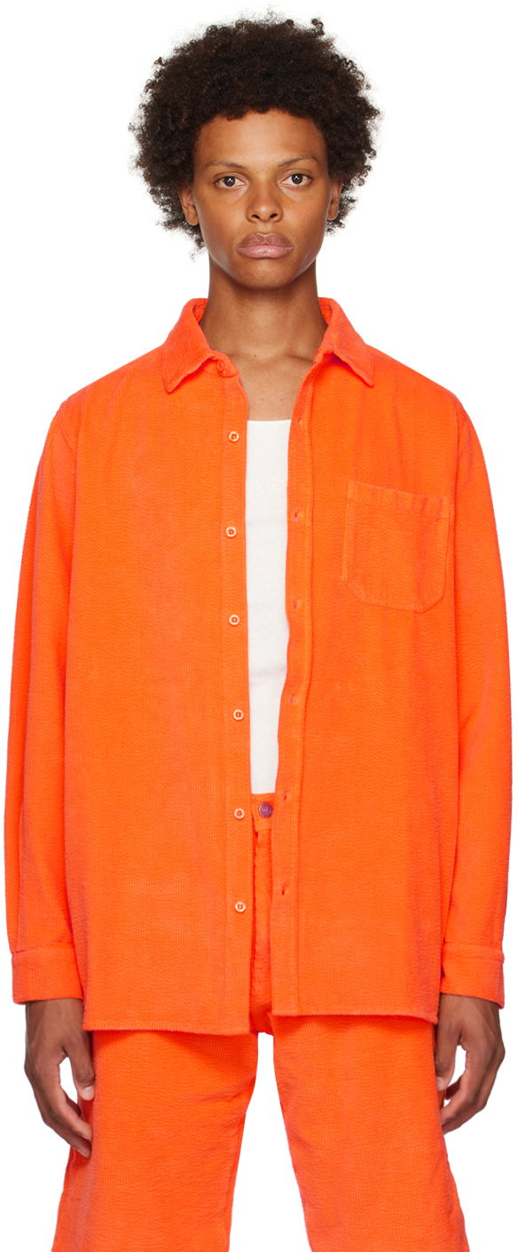 Skjorte ERL Spread Collar Corduroy Shirt Orange | ERL06B002