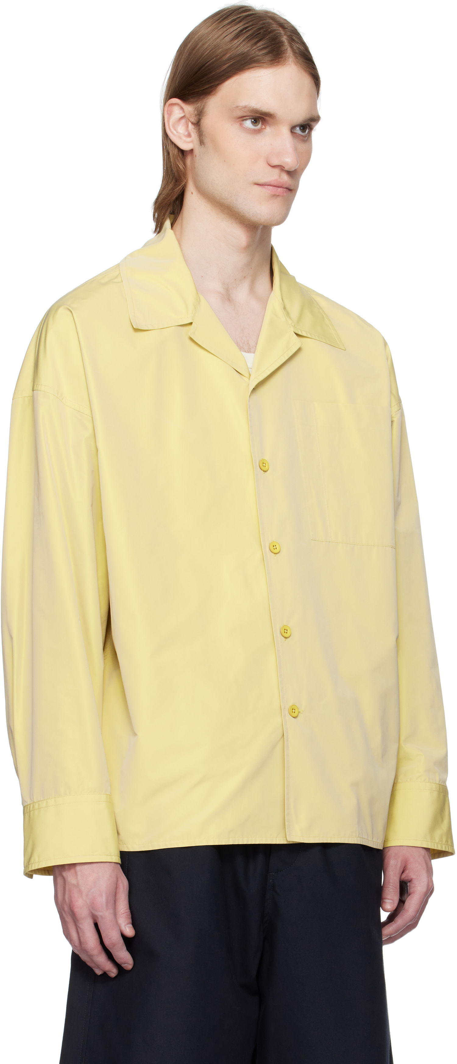 Skjorte Jil Sander Jil Sander Taffeta Camp Collar Shirt Gul | J21DL0224_J70005, 1