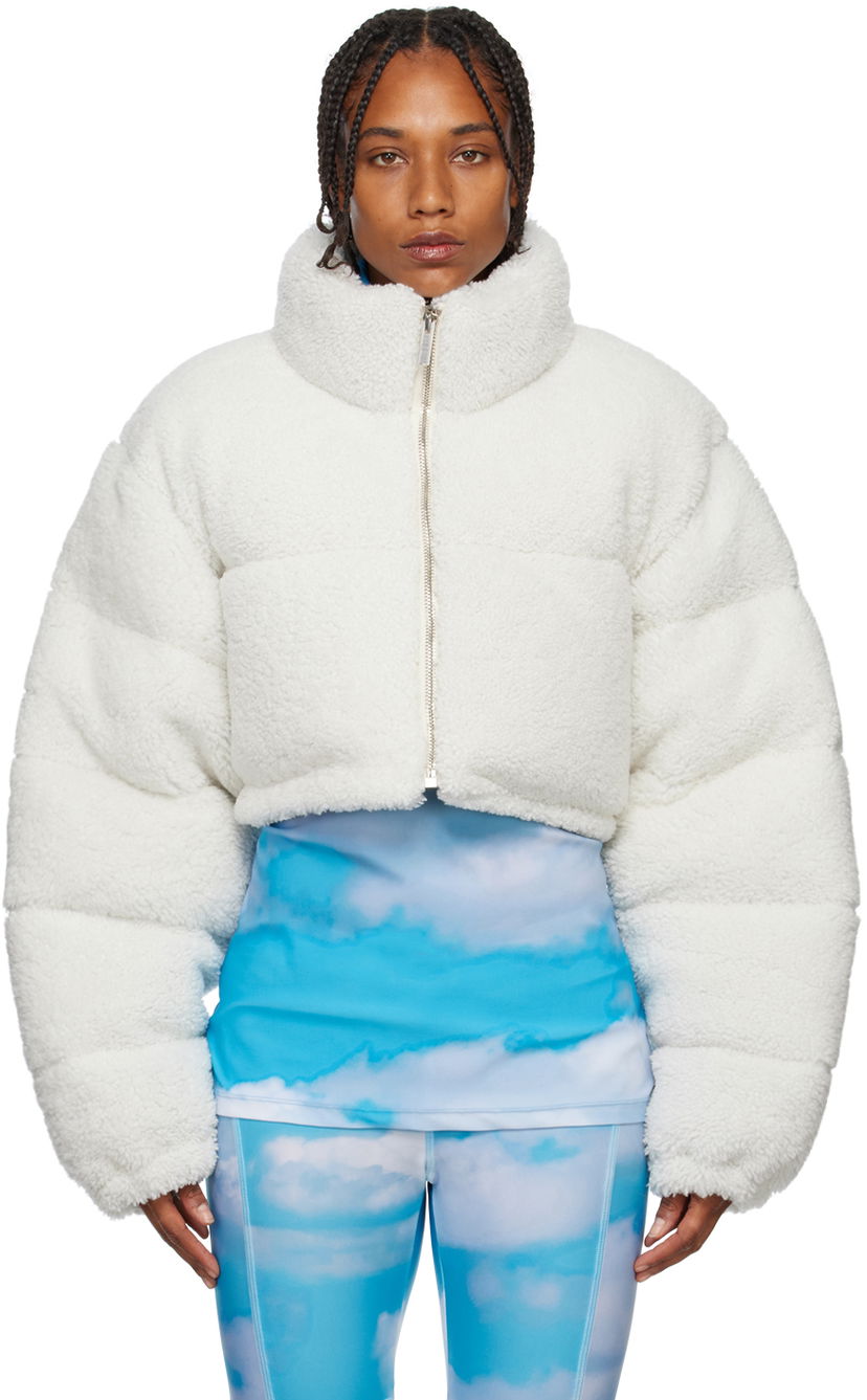 Bomberjakke VETEMENTS Cropped Shearling Jacket Hvid | VL14JA180C