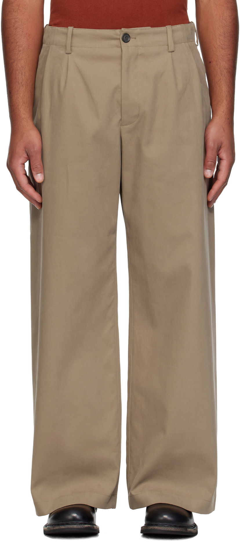 Bukser OUR LEGACY Bridge Pleated Wide-Leg Chino Trousers Beige | M4254BS