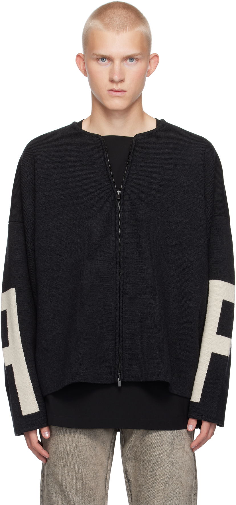 Sweater Fear of God Fear of God Merino Full Zip Sweater Sort | FG24FW20-0172MER