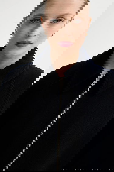 Jakke Samsoe Samsoe ALMA Wool Cape Jacket Mørkeblå | F23300184, 4