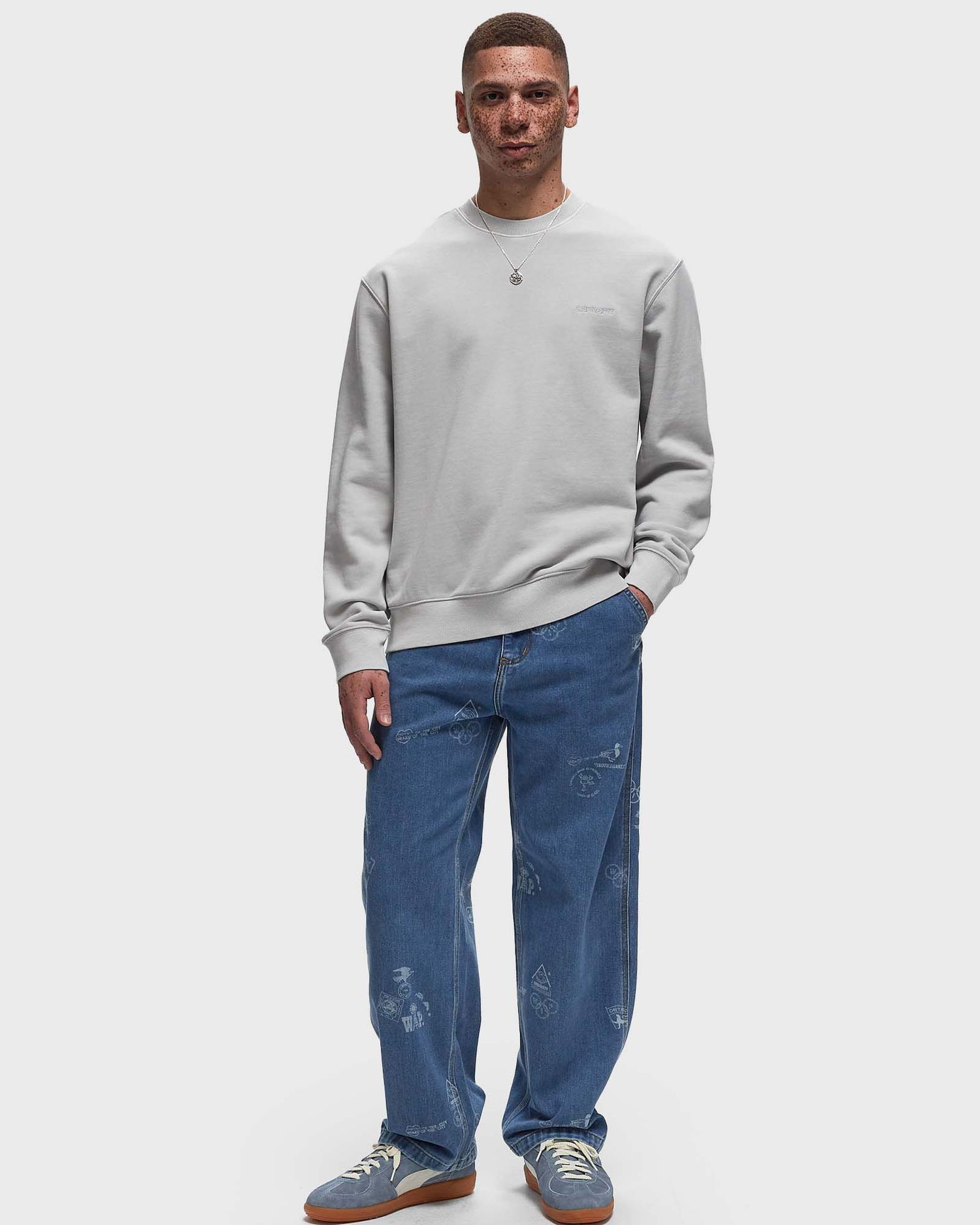 Sweatshirt Carhartt WIP Duster Script Sweat Grå | I033065-29J.GD, 1