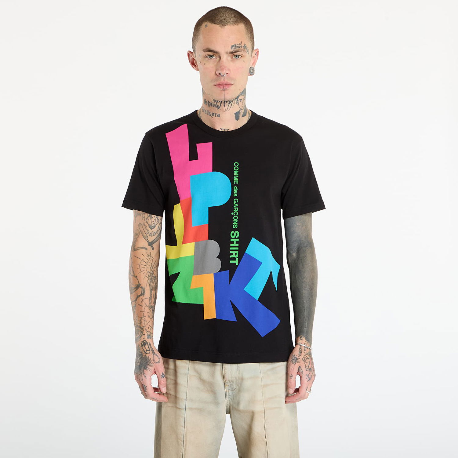 T-shirt Comme des Garçons Comme des Garçons SHIRT T-Shirt with Colorful Block Letter Graphic S Sort | FP-T002-W25 Black, 0