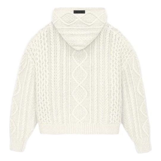 Sweater Fear of God Essentials Cable Knit Hoodie Hvid | 192BT234391F