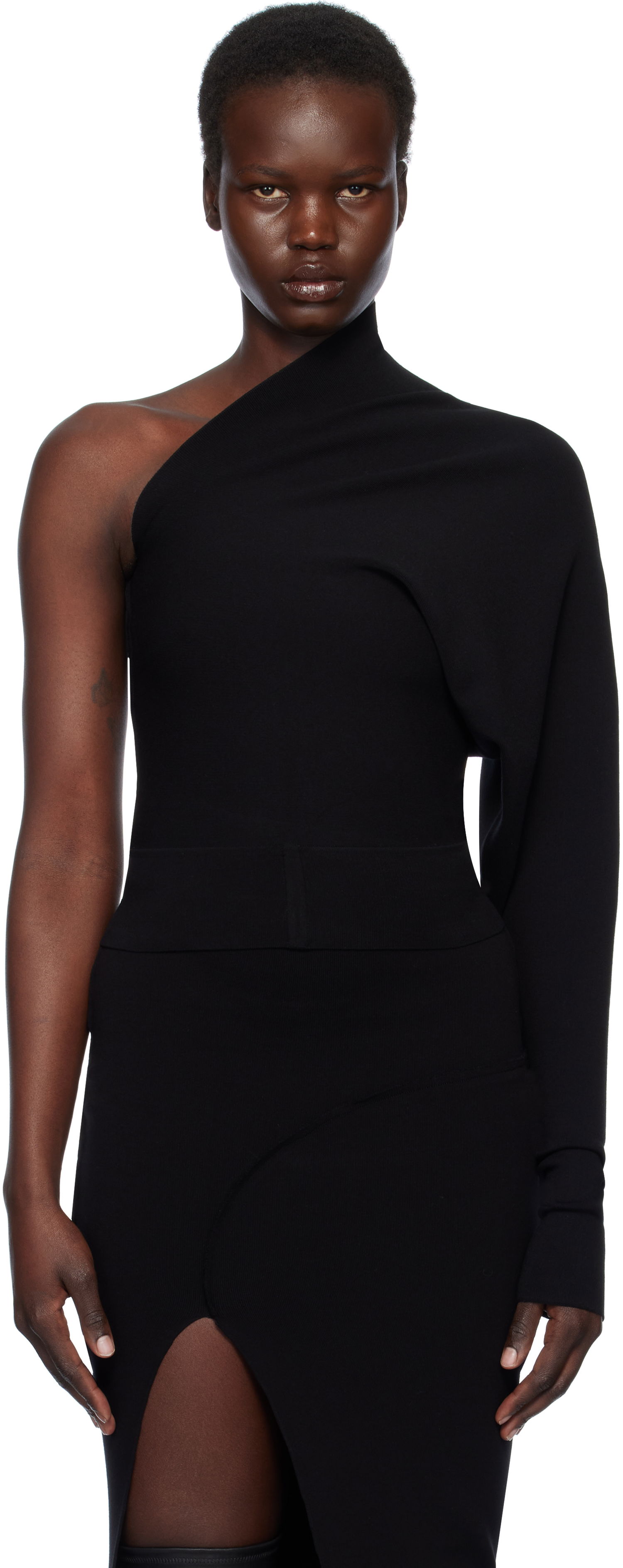 Kjole Rick Owens Rick Owens Hollywood One Shoulder Asymmetrical Top Sort | RP01E7691 KST, 0