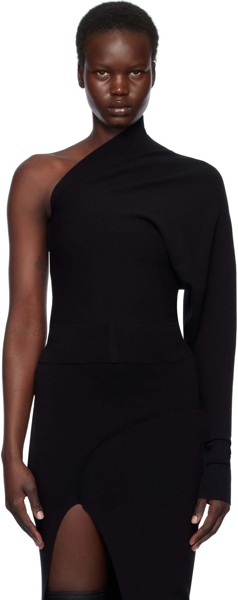 Kjole Rick Owens Rick Owens Hollywood One Shoulder Asymmetrical Top Sort | RP01E7691 KST