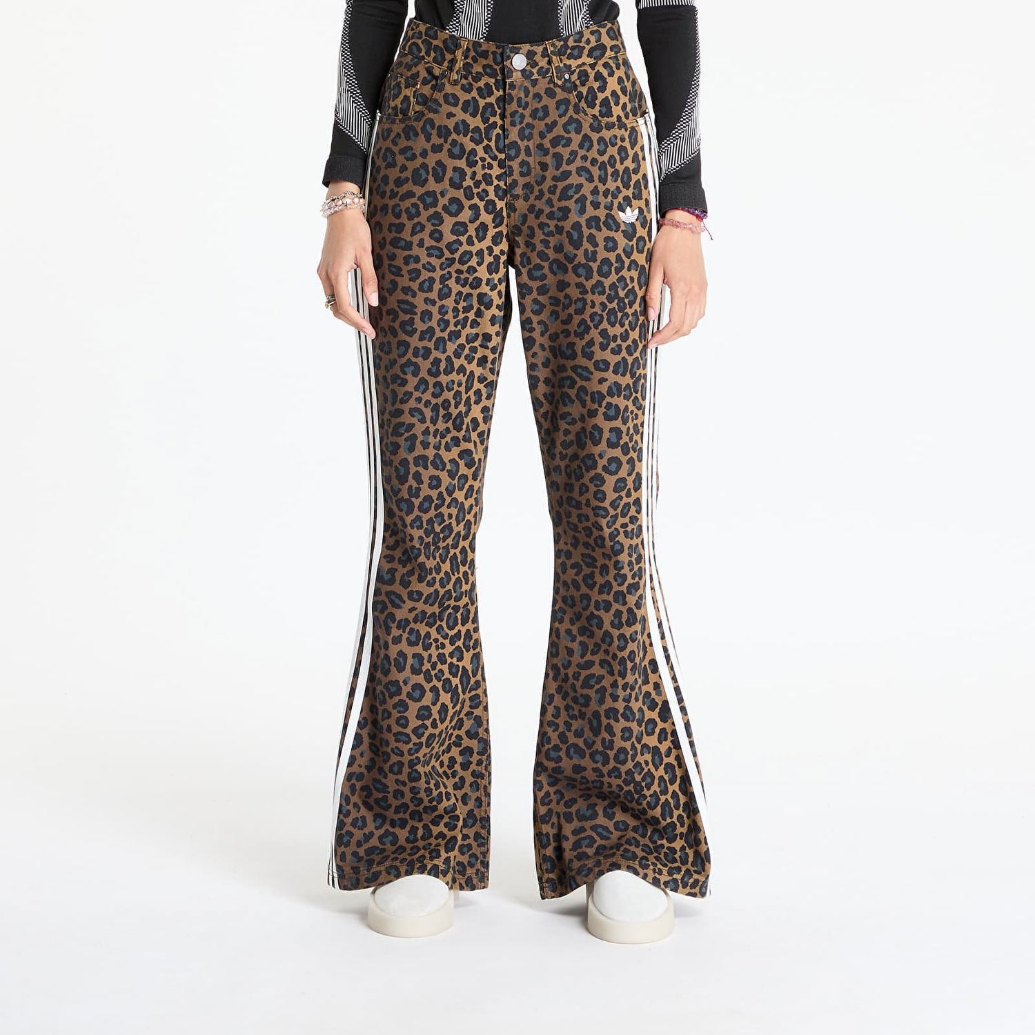 Bukser adidas Originals Slim Denim Leopard Print Flare Pants Brun | KA2682, 0
