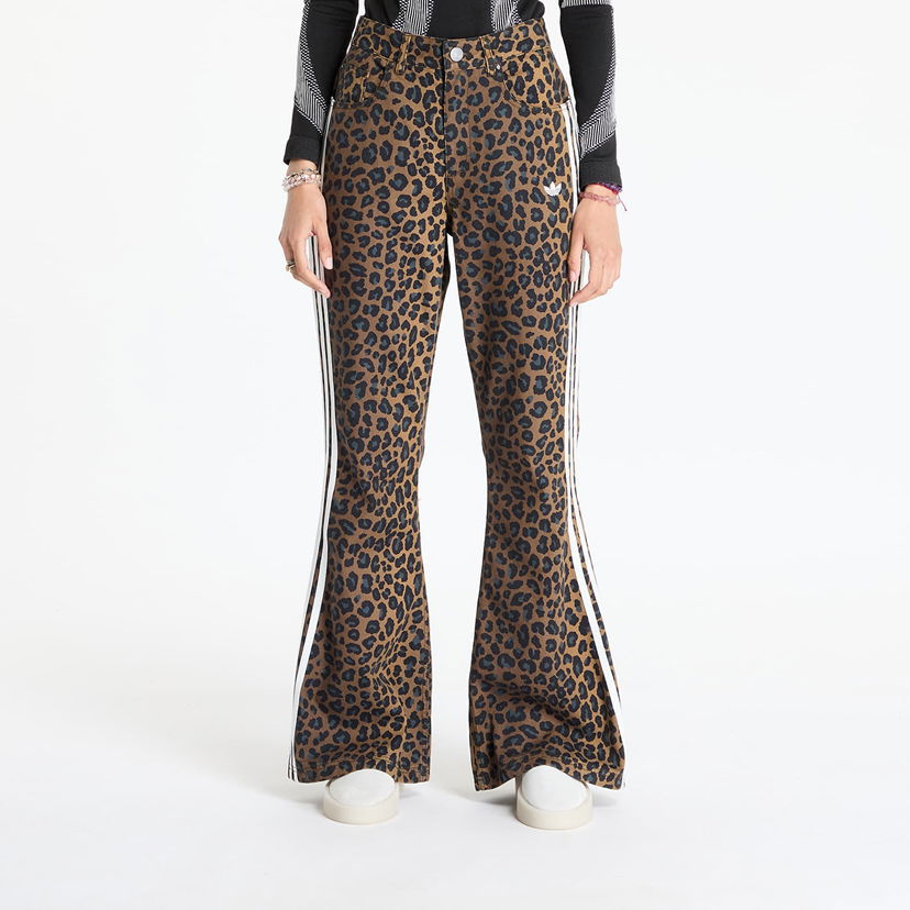Bukser adidas Originals Slim Denim Leopard Print Flare Pants Brun | KA2682